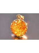 Prívesok z vinobranie 14k 585 zlata s VPAB001 AMBER